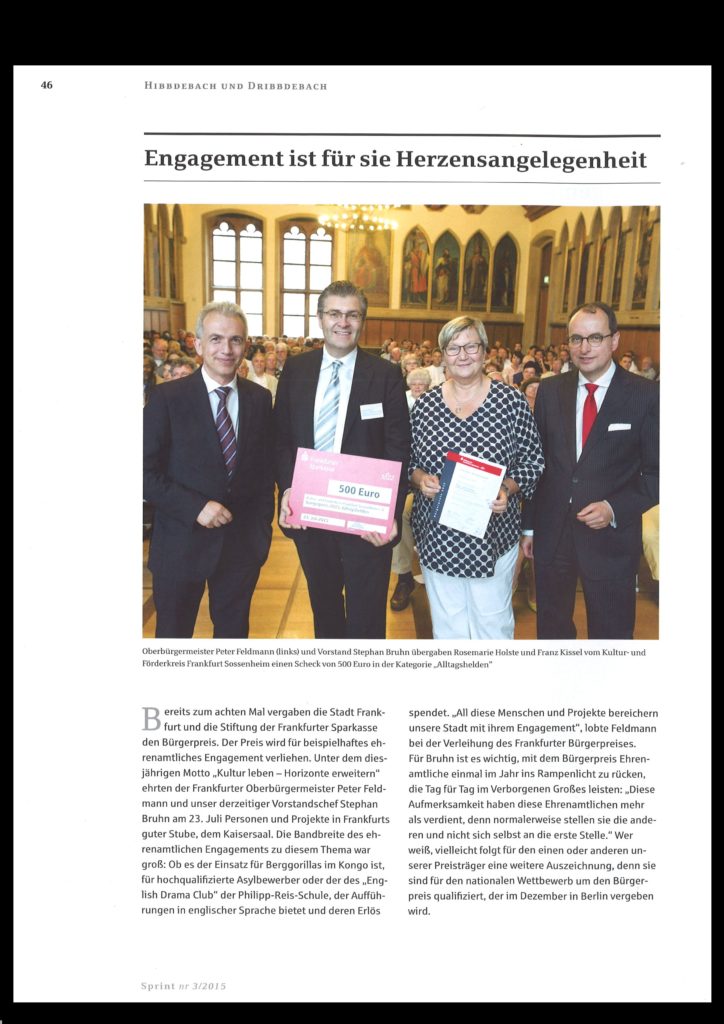 Ehrenamt ist Herzensangelegenheit Brgerpreis fr Kuf 01.03.16