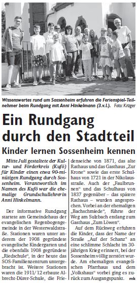 Pressebericht SW Stadtteilrundgang